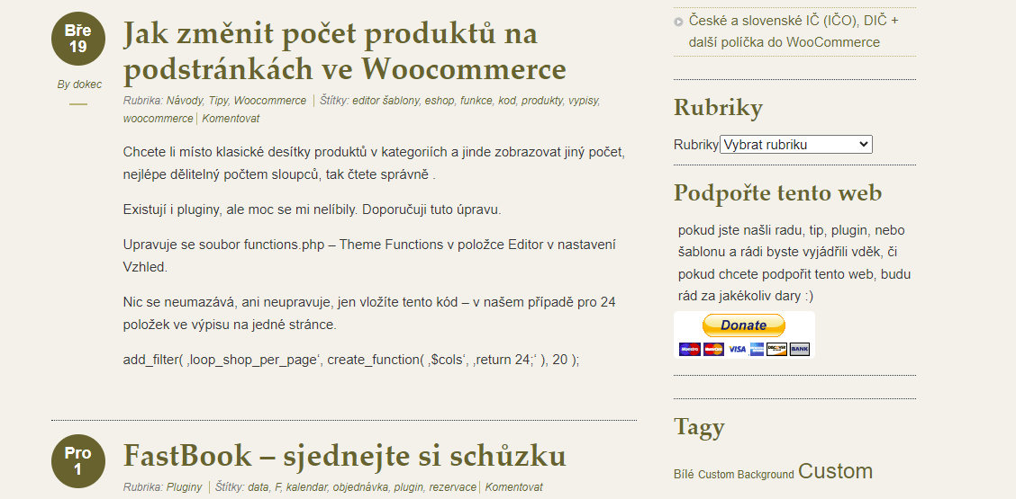 Ukázka návodu na změnu počtu produktů ve WooCommerce na webu 4WP